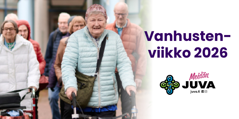 Perinteistä vanhustenviikko vietetään tänä vuonna Juvalla 5.–8.10.2026. Luvassa on monipuolista ja kaikille avointa ohjelmaa.
